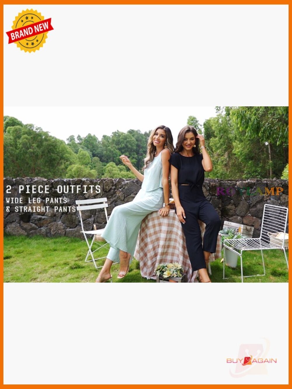 2 Piece Crop Top and Wide Leg Pants Set Jumpsuit Summer Outfit - Picture 6 of 6